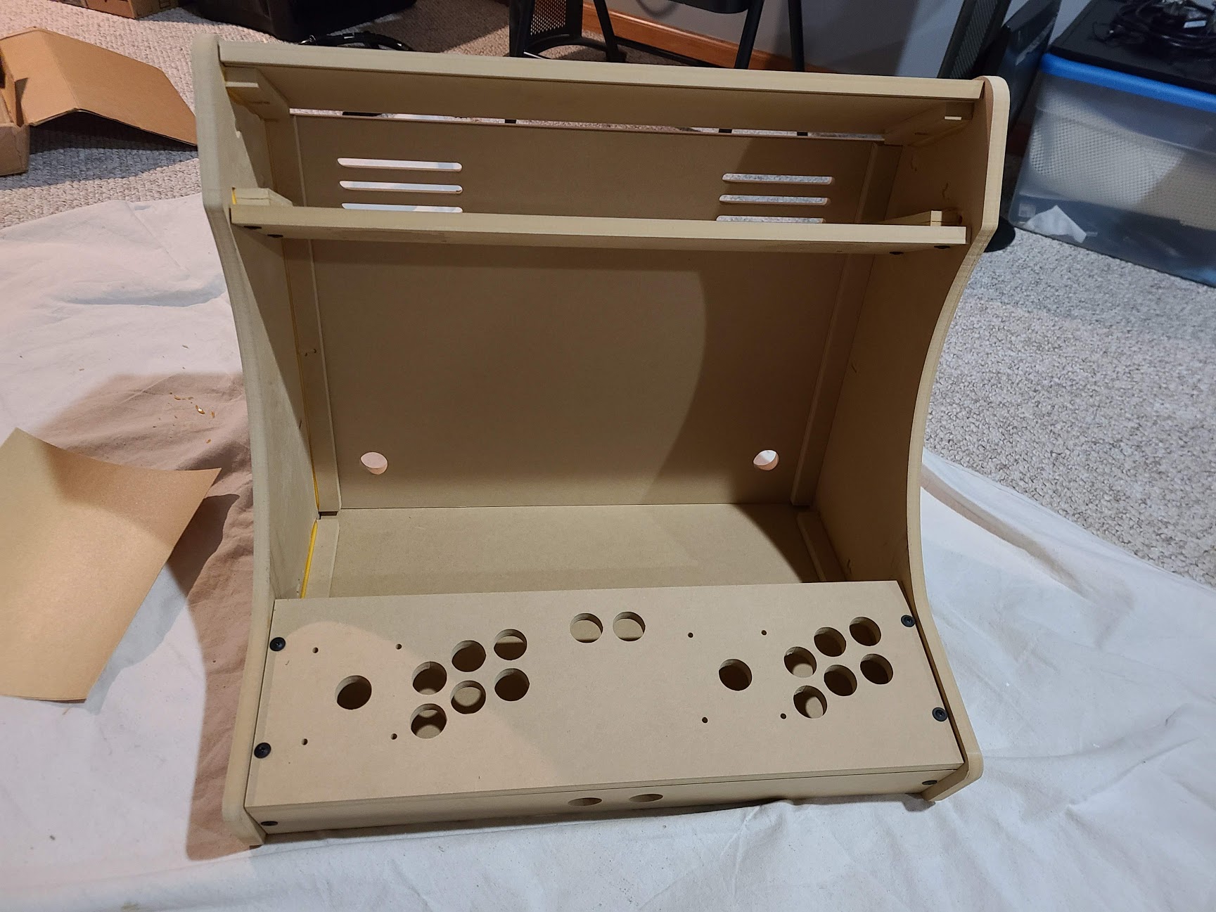 Bare MDF cabinet assembled
